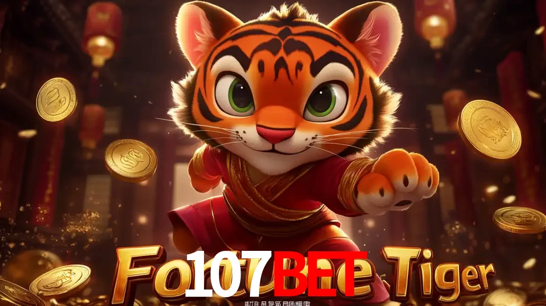 O carismático mascote do jogo de slot Fortune Tiger, um tigre fofo em pose de artes marciais, pronto para trazer sorte e multiplicadores de ganhos no cassino online 107bet.